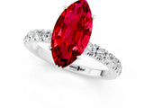 White gold Marquise Cut Ruby Solitaire Ring with Pavé Accents and Four-Prong Setting_1