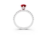White gold Marquise Cut Ruby Solitaire Ring with Pavé Accents and Four-Prong Setting_3