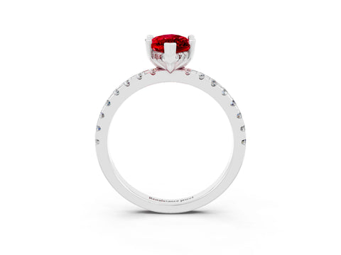 White gold Marquise Cut Ruby Solitaire Ring with Pavé Band and Four-Prong Setting_27
