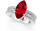 White gold Marquise Cut Ruby Solitaire Ring with Pavé and Channel Set Band_1