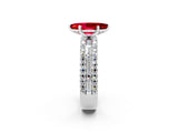 White gold Marquise Cut Ruby Solitaire Ring with Pavé and Channel Set Band_2