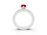 White gold Marquise Cut Ruby Solitaire Ring with Pavé and Channel Set Band_3