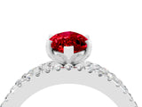 White gold Marquise Cut Ruby Solitaire Ring with Pavé and Channel Set Band_4