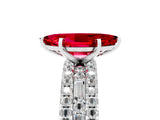 White gold Marquise Cut Ruby Solitaire Ring with Pavé and Channel Set Band_5