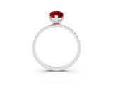 White gold Marquise Cut Ruby Solitaire Ring with Pave Band and Four Prong Setting_27
