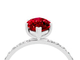 White gold Marquise Cut Ruby Solitaire Ring with Pave Band and Four Prong Setting_28