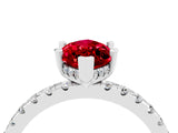 White gold Marquise Cut Ruby Solitaire Ring with Round  Pavé Band and Four-Prong Setting_52