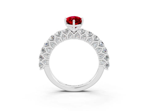 White gold Marquise Cut Ruby Solitaire Ring with Shared Prong Pavé Band and Four-Prong Setting_3
