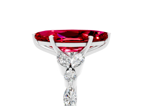 White gold Marquise Cut Ruby Solitaire Ring with Side Stones and Four-Prong Setting_29