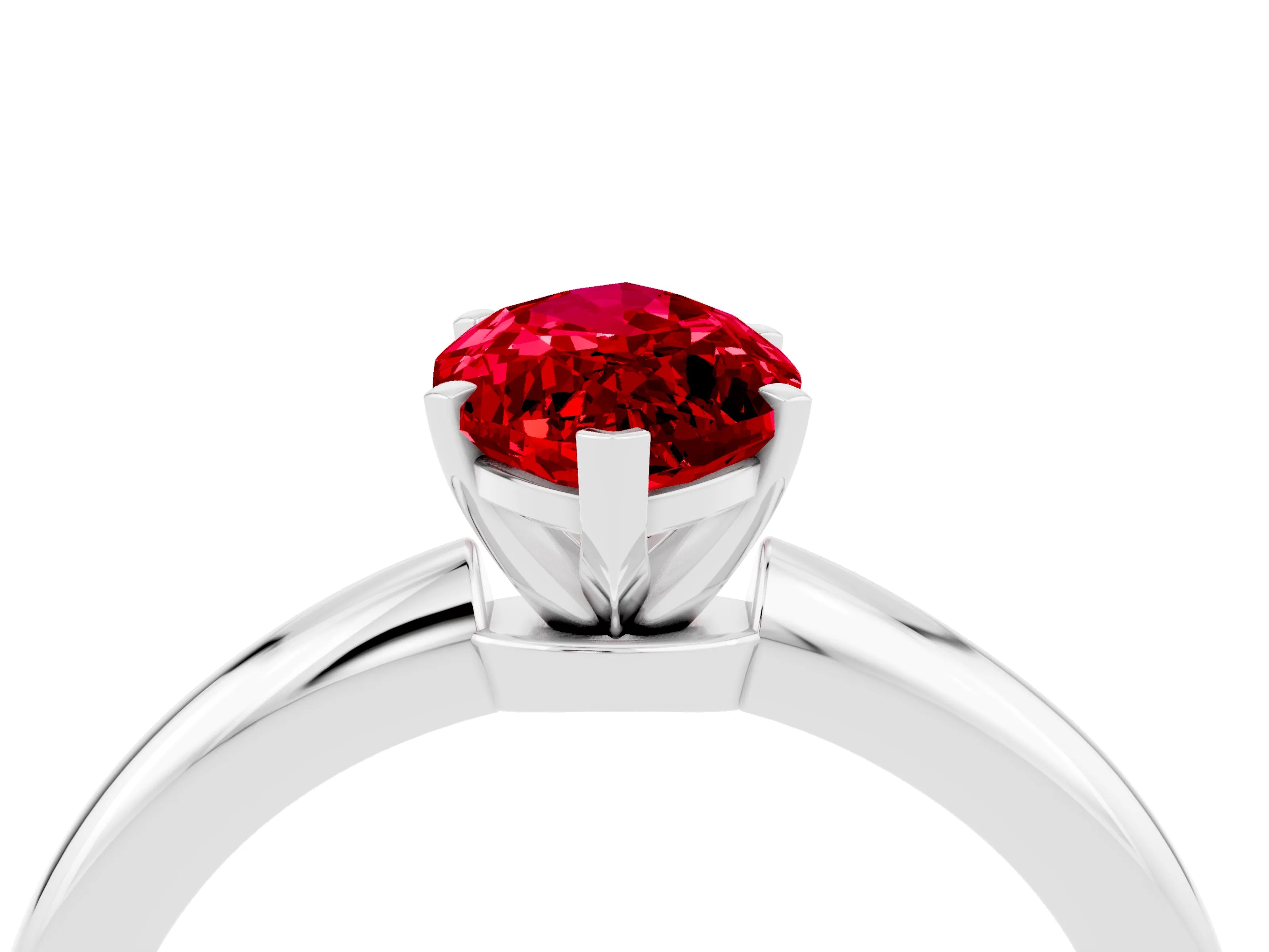 White gold Marquise Cut Ruby Solitaire Ring with Six-Prong Setting and Classic Band_16