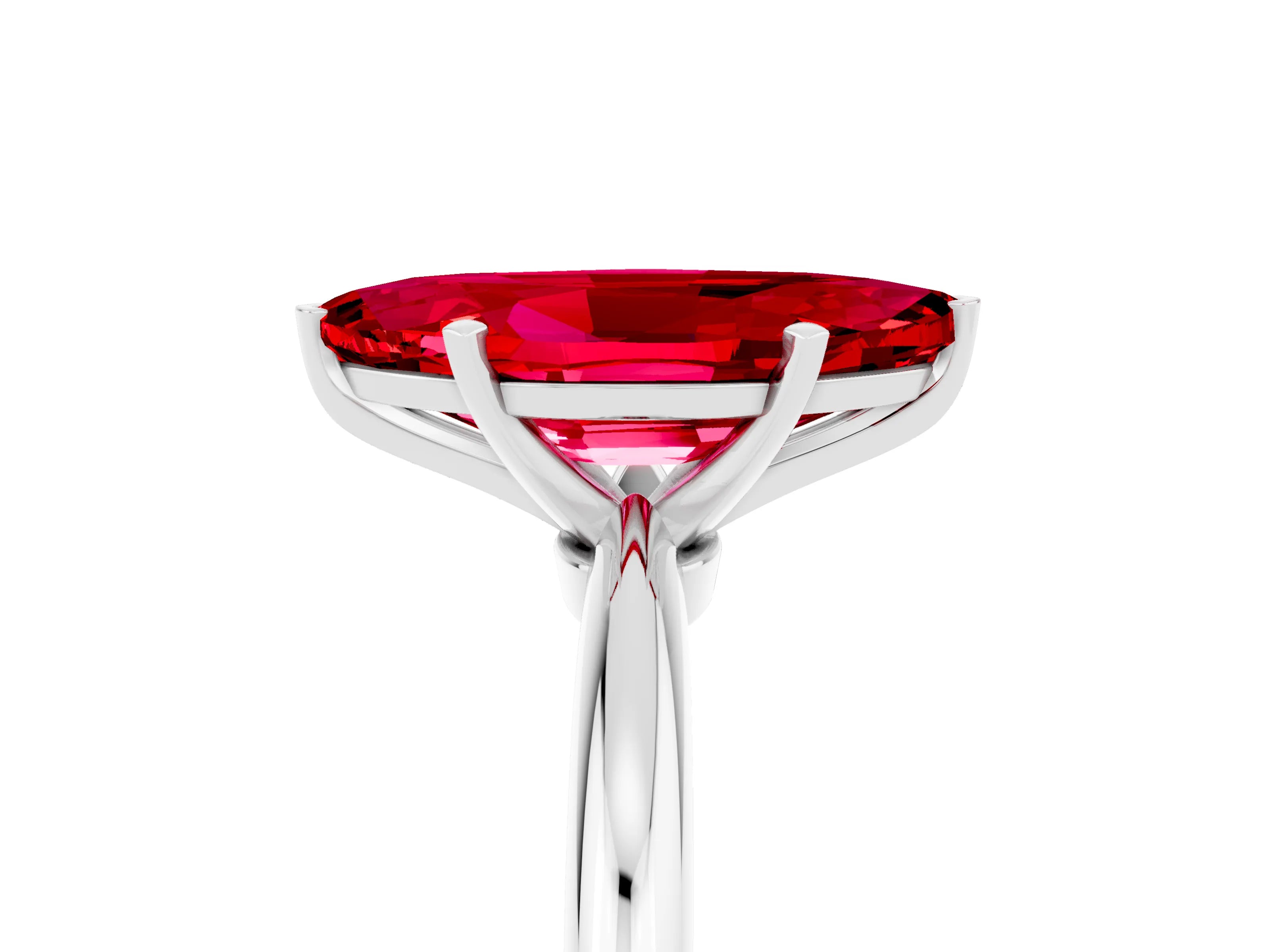 White gold Marquise Cut Ruby Solitaire Ring with Six-Prong Setting and Classic Band_17