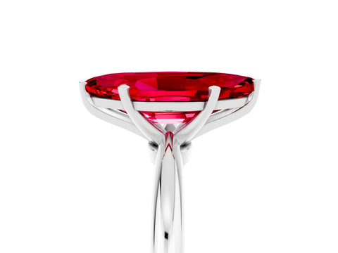 White gold Marquise Cut Ruby Solitaire Ring with Six-Prong Setting and Classic Band_17