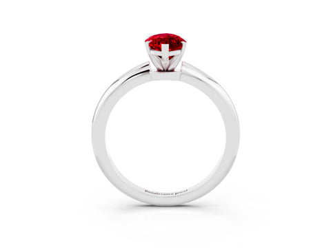 White gold Marquise Cut Ruby Solitaire Ring with Six-Prong Setting and Classic Band_3