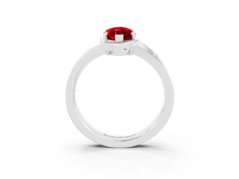 White gold Marquise Cut Ruby Solitaire Ring with Split Shank and Prong Setting_3