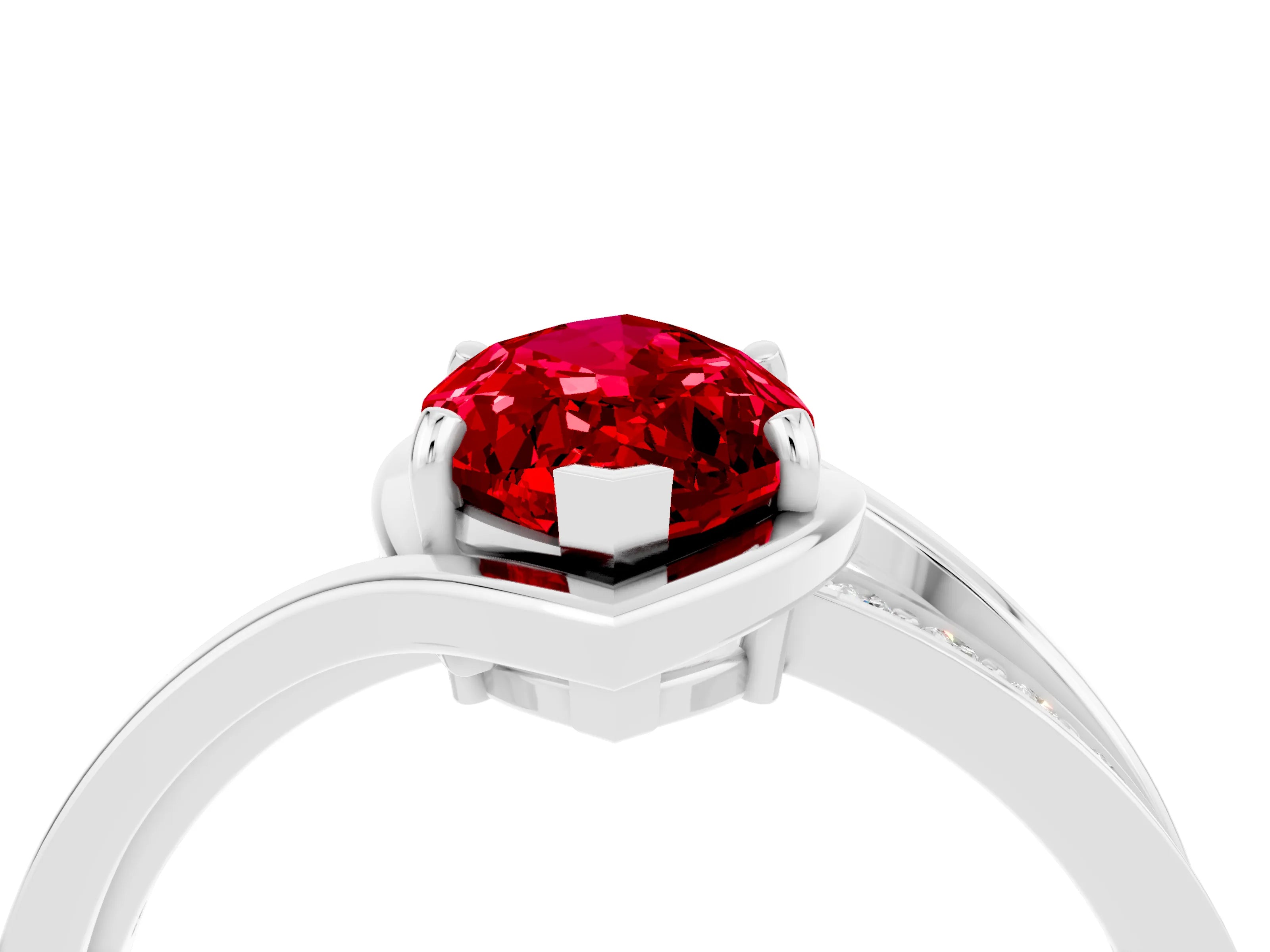 White gold Marquise Cut Ruby Solitaire Ring with Split Shank and Prong Setting_4