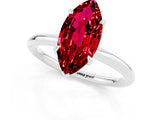 White gold Marquise Cut Ruby Solitaire Ring with Thin Band and Four-Prong Setting_13