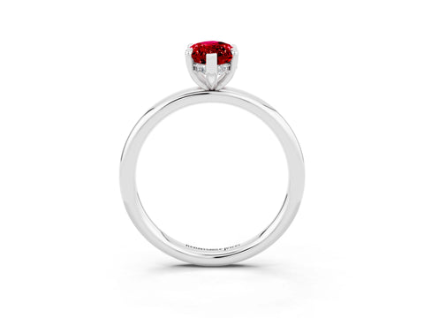 White gold Marquise Cut Ruby Solitaire Ring with Thin Band and Four-Prong Setting_15