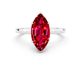 White gold Marquise Cut Ruby Solitaire Ring with Thin Band and Prong Setting_12