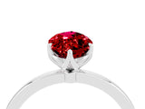 White gold Marquise Cut Ruby Solitaire Ring with Thin Band and Prong Setting_16