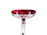 White gold Marquise Cut Ruby Solitaire Ring with Thin Band and Prong Setting_17