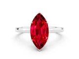 White gold Marquise Cut Ruby Solitaire Ring with Thin Band and Prong Setting_36