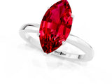 White gold Marquise Cut Ruby Solitaire Ring with Thin Band and Prong Setting_37