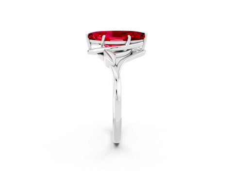 White gold Marquise Cut Ruby Solitaire Ring with Twist Band and Four-Prong Setting_38