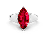 White gold Marquise Cut Ruby Solitaire Ring with Wide Band and Prong Setting