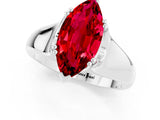 White gold Marquise Cut Ruby Solitaire Ring with Wide Band and Prong Setting_1