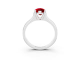 White gold Marquise Cut Ruby Solitaire Ring with Wide Band and Prong Setting_3