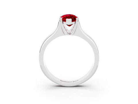 White gold Marquise Cut Ruby Solitaire Ring with Wide Band and Prong Setting_3