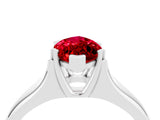 White gold Marquise Cut Ruby Solitaire Ring with Wide Band and Prong Setting_4