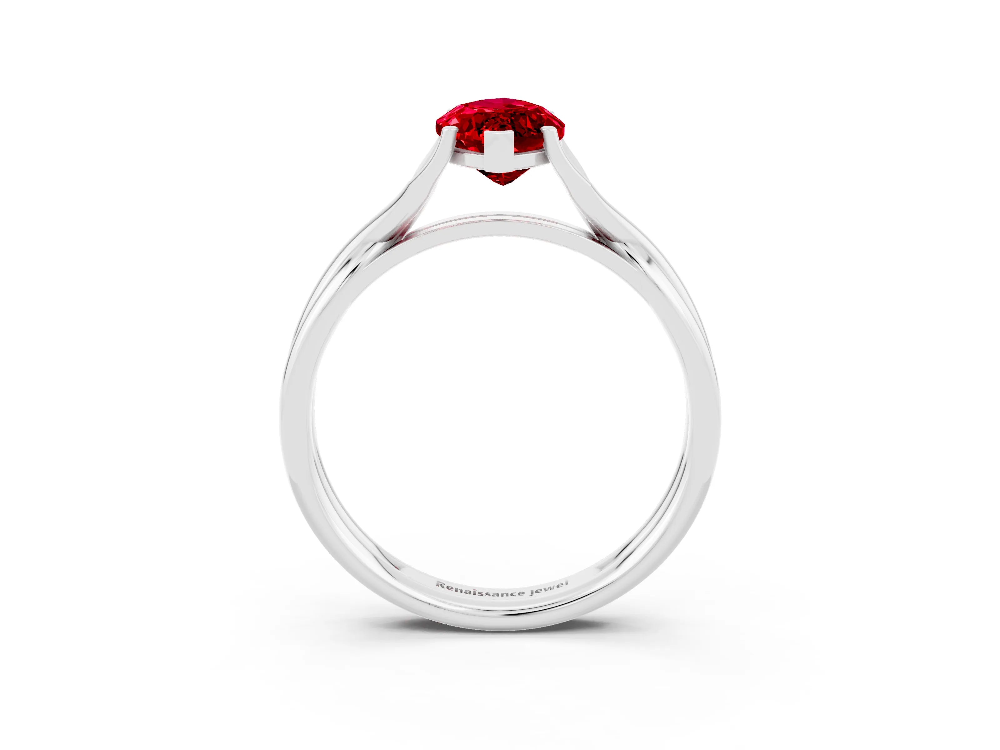 White gold Marquise Cut Ruby Solitaire Twist Band Prong Setting Ring_39