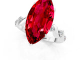 White gold Marquise Cut Ruby Solitaire Twisted Band with Round  Accents and Prong Setting_25