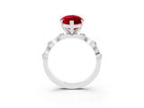 White gold Marquise Cut Ruby Solitaire Twisted Band with Round  Accents and Prong Setting_33