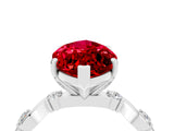 White gold Marquise Cut Ruby Solitaire Twisted Band with Round  Accents and Prong Setting_34