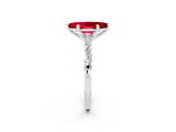 White gold Marquise Cut Ruby Solitaire with Side Baguettes and Channel Set Band_2