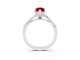 White gold Marquise Cut Ruby Solitaire with Side Baguettes and Channel Set Band_3