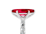 White gold Marquise Cut Ruby Solitaire with Side Baguettes and Channel Set Band_5