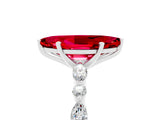 White gold Marquise Cut Ruby Solitaire with Side Stones on a Pavé Band and Four-Prong Setting_5