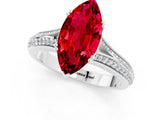 White gold Marquise Cut Ruby Split Shank Engagement Ring with Pavé Band_1