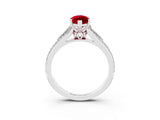 White gold Marquise Cut Ruby Split Shank Engagement Ring with Pavé Band_3