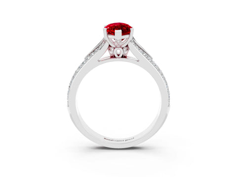 White gold Marquise Cut Ruby Split Shank Engagement Ring with Pavé Band_3