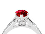 White gold Marquise Cut Ruby Split Shank Engagement Ring with Pavé Band_4