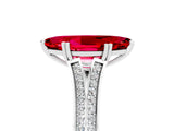 White gold Marquise Cut Ruby Split Shank Engagement Ring with Pavé Band_5