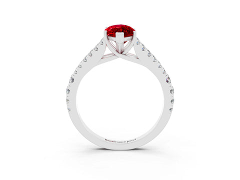 White gold Marquise Cut Ruby Split Shank Pavé Engagement Ring with Four-Prong Setting_15