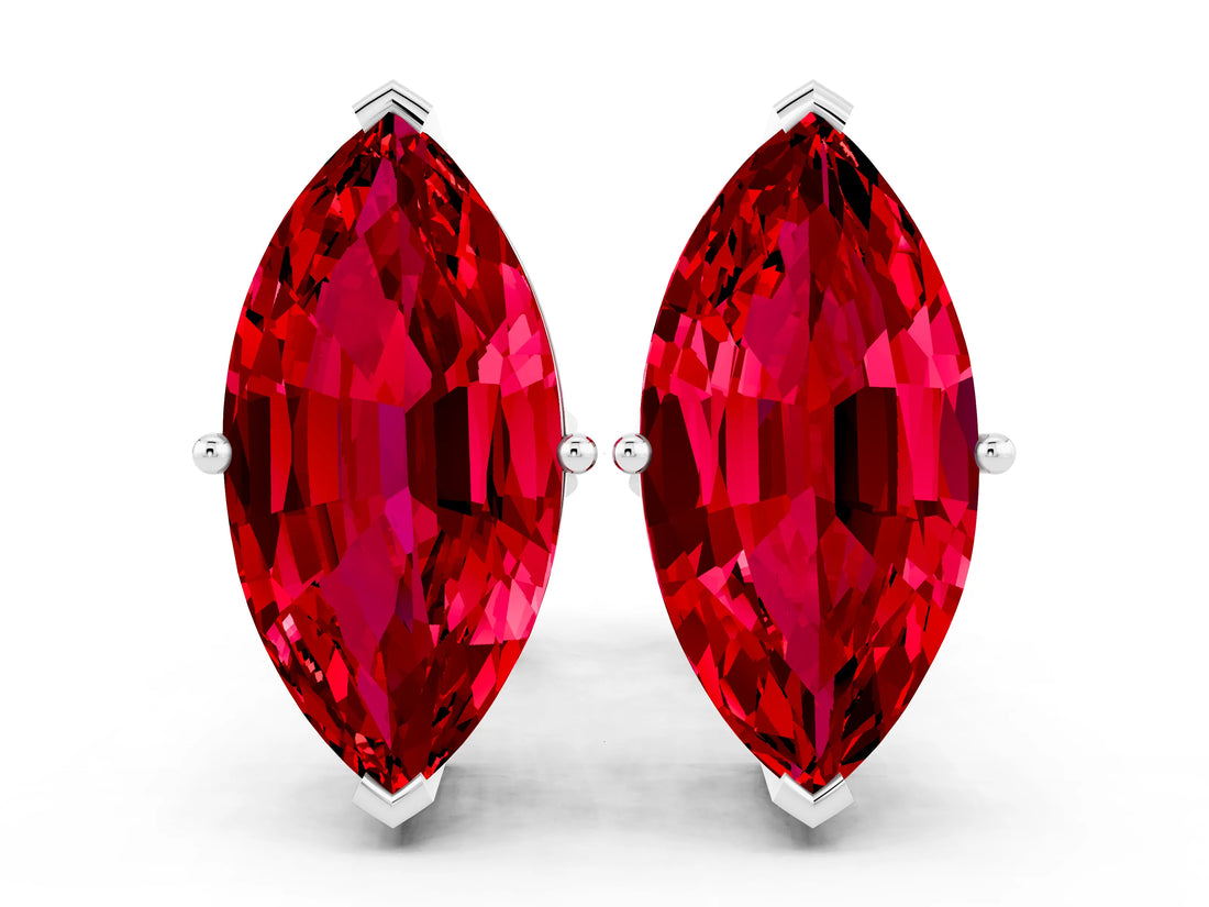 White gold Marquise Cut Ruby Stud Earrings_40