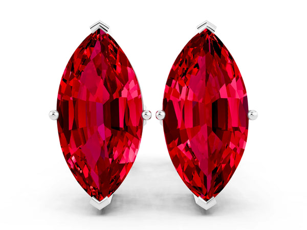 White gold Marquise Cut Ruby Stud Earrings