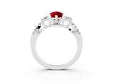 White gold Marquise Cut Ruby Three-Stone Ring with Pavé Split Shank and Four-Prong Setting_15