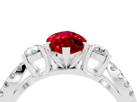 White gold Marquise Cut Ruby Three-Stone Ring with Pavé Split Shank and Four-Prong Setting_16